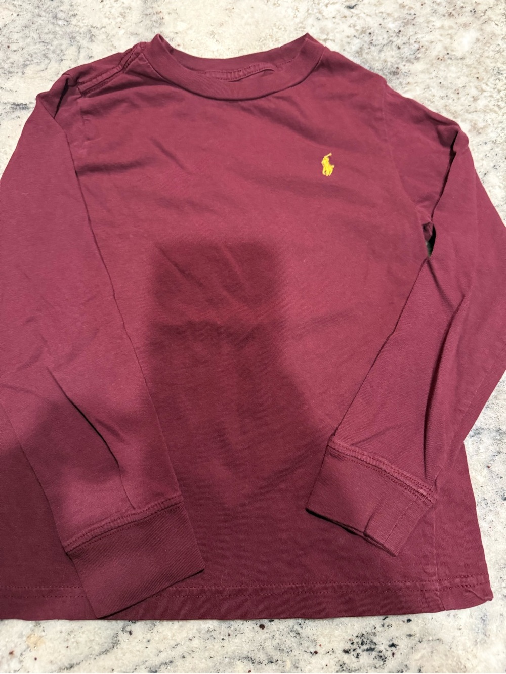 Ralph Lauren Long Sleeve Tee - Burgundy with Yellow Pony Logo